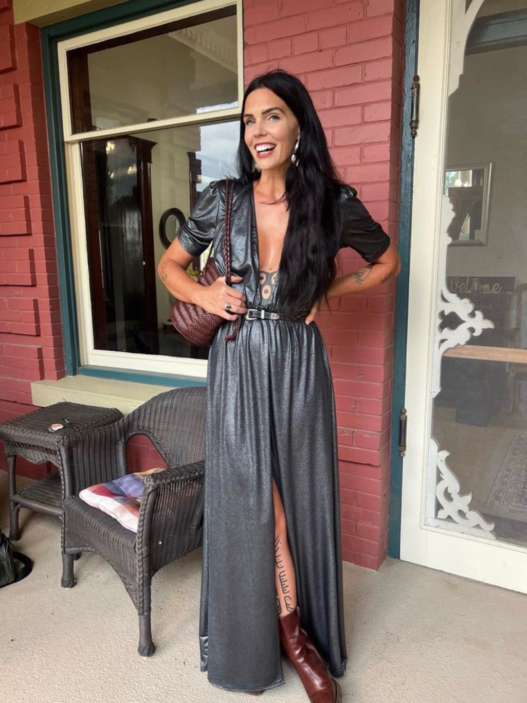 Reformation Adeline Metallic Dress